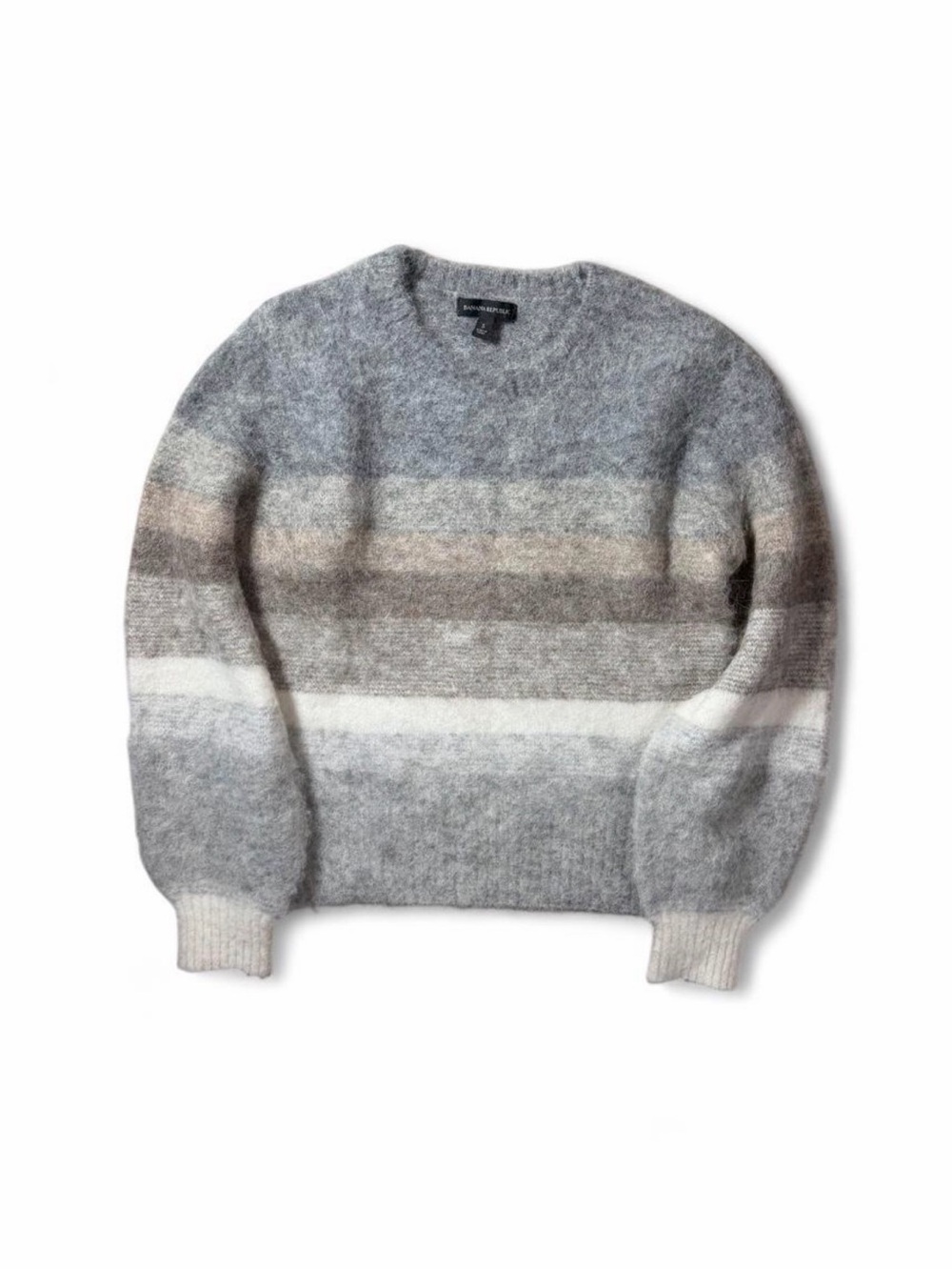Banana Republic Alpaca Blend Ombre Cropped Sweater Women’s Small Gray Striped Co